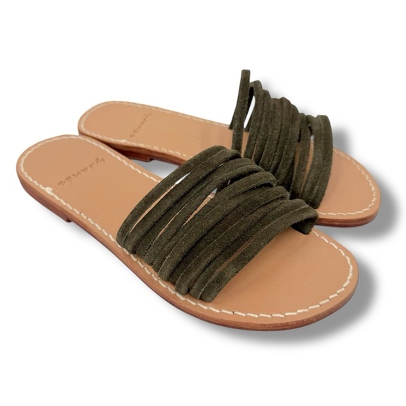 by James Olivia Slide Sandal in Olive Green Suede Size 7 - Picture 3 of 10